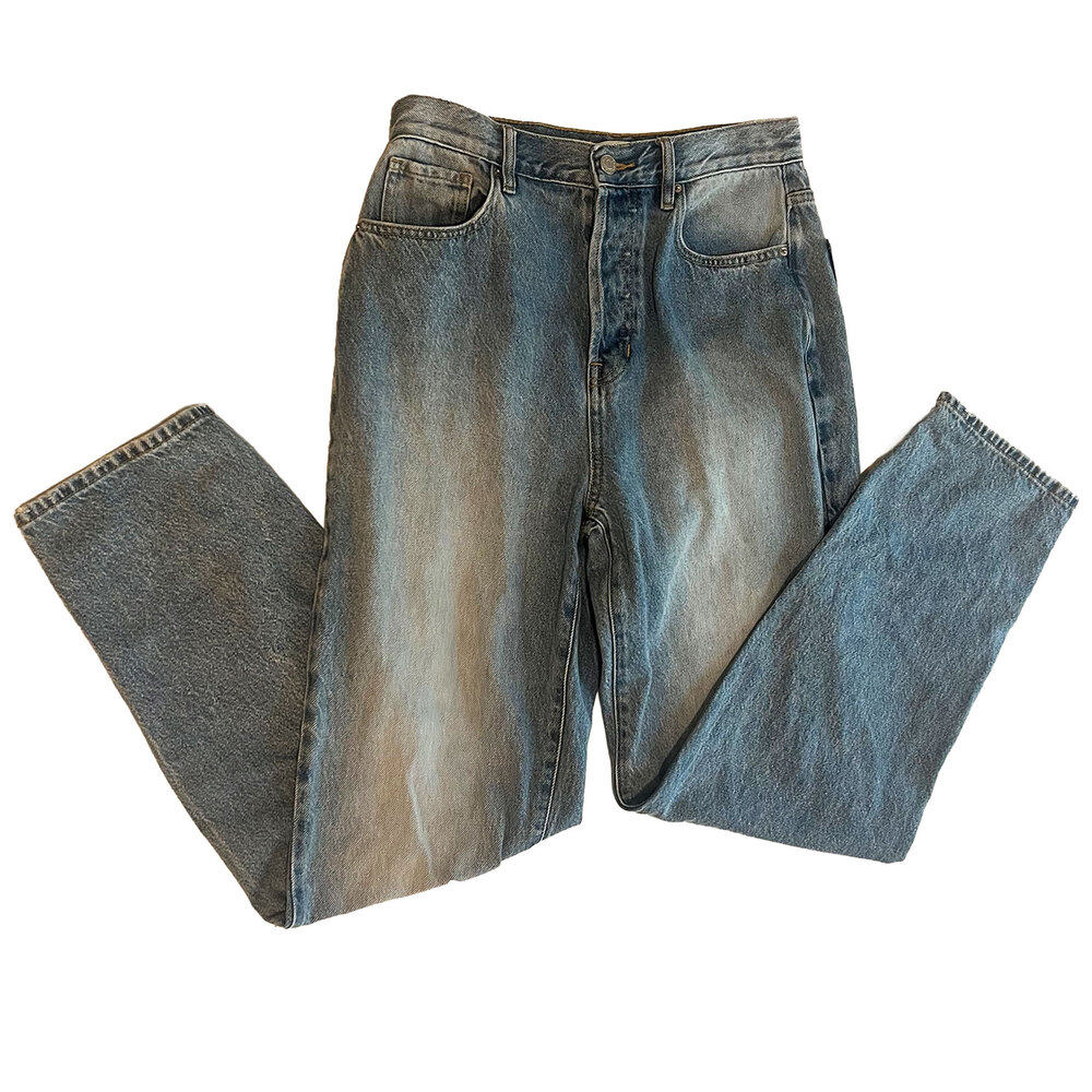 PacSun High Waisted Button Fly Straight Leg Jeans Light Wash Cotton Blue Size 28
